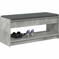 vidaXL Hallbænk BetonGrå 103 x 38 x 45 cm Kunstigt træ og stof