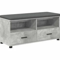 vidaXL Hallbænk BetonGrå 100 x 38 x 46 cm Kunstigt træ og stof