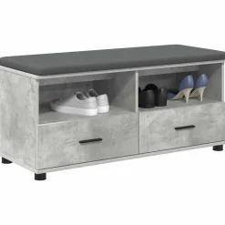 vidaXL Hallbænk BetonGrå 100 x 38 x 46 cm Kunstigt træ og stof