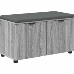vidaXL Hallbænk Grå Sonoma 80 x 38 x 46 cm Kunstigt træ og stof