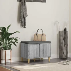 vidaXL Hallbænk Grå Sonoma 60 x 38 x 46 cm Kunstigt træ og stof