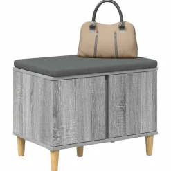 vidaXL Hallbænk Grå Sonoma 60 x 38 x 46 cm Kunstigt træ og stof