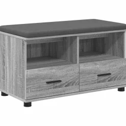 vidaXL Hallbænk Grå Sonoma 80 x 38 x 46 cm Kunstigt træ og stof