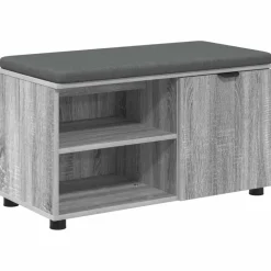 vidaXL Hallbænk Grå Sonoma 80 x 38 x 46 cm Kunstigt træ og stof