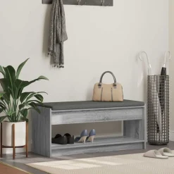 vidaXL Hallbænk Grå Sonoma 103 x 38 x 45 cm Kunstigt træ og stof