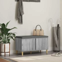 vidaXL Hallbænk Grå Sonoma 80 x 38 x 46 cm Kunstigt træ og stof