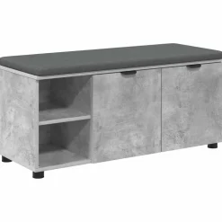 vidaXL Hallbænk med dør BetonGrå 100 x 38 x 46 cm Kunstigt træ og stof