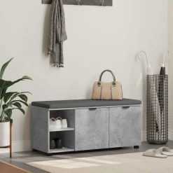 vidaXL Hallbænk med dør BetonGrå 100 x 38 x 46 cm Kunstigt træ og stof