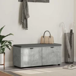vidaXL Hallbænk med dør BetonGrå 100 x 38 x 46 cm Kunstigt træ og stof