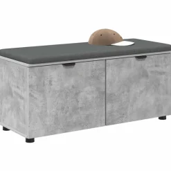 vidaXL Hallbænk med dør BetonGrå 100 x 38 x 46 cm Kunstigt træ og stof