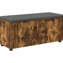 vidaXL Hallbænk med dør Røget Eg 100 x 38 x 46 cm Kunstigt træ og stof