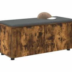 vidaXL Hallbænk med dør Røget Eg 100 x 38 x 46 cm Kunstigt træ og stof
