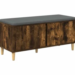 vidaXL Hallbænk med dør Røget Eg 100 x 38 x 46 cm Kunstigt træ og stof