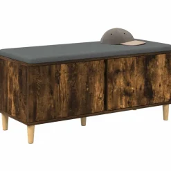 vidaXL Hallbænk med dør Røget Eg 100 x 38 x 46 cm Kunstigt træ og stof
