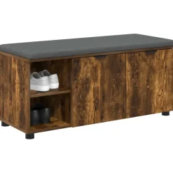 vidaXL Hallbænk med dør Røget Eg 100 x 38 x 46 cm Kunstigt træ og stof