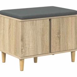 vidaXL Hallbænk med dør Sonoma eg 60 x 38 x 46 cm Kunstigt træ og stof