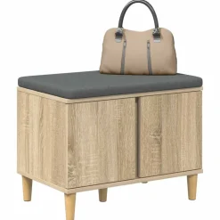 vidaXL Hallbænk med dør Sonoma eg 60 x 38 x 46 cm Kunstigt træ og stof