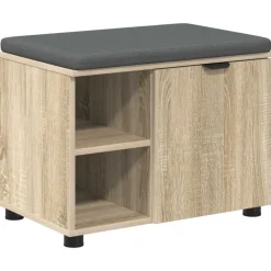 vidaXL Hallbænk med dør Sonoma eg 60 x 38 x 46 cm Kunstigt træ og stof