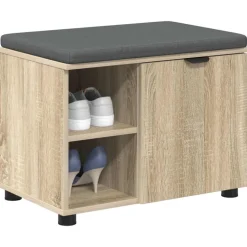 vidaXL Hallbænk med dør Sonoma eg 60 x 38 x 46 cm Kunstigt træ og stof