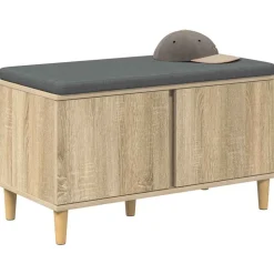 vidaXL Hallbænk med dør Sonoma eg 80 x 38 x 46 cm Kunstigt træ og stof