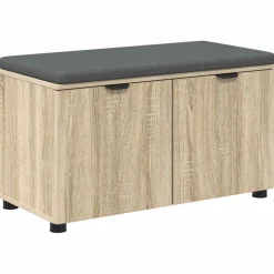 vidaXL Hallbænk med dør Sonoma eg 80 x 38 x 46 cm Kunstigt træ og stof