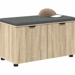 vidaXL Hallbænk med dør Sonoma eg 80 x 38 x 46 cm Kunstigt træ og stof