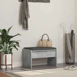 vidaXL Hallbænk med pude Beton Grå 63 x 38 x 40 cm