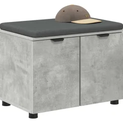 vidaXL Hallbænk med pude BetonGrå 60 x 38 x 46 cm Kunstigt træ og stof