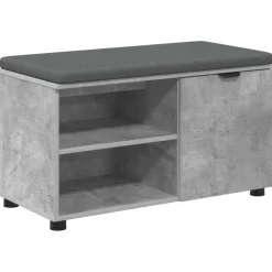 vidaXL Hallbænk med pude BetonGrå 80 x 38 x 46 cm Kunstigt træ og stof