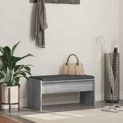vidaXL Hallbænk med pude Grå Sonoma 83 x 38 x 40 cm