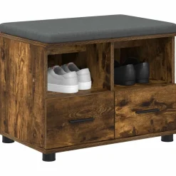 vidaXL Hallbænk med pude Røget Eg 60 x 38 x 46 cm Kunstigt træ og stof