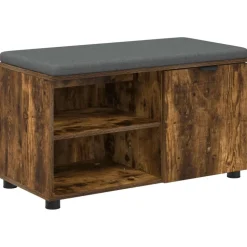 vidaXL Hallbænk med pude Røget Eg 80 x 38 x 46 cm Kunstigt træ og stof