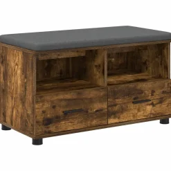 vidaXL Hallbænk med pude Røget Eg 80 x 38 x 46 cm Kunstigt træ og stof