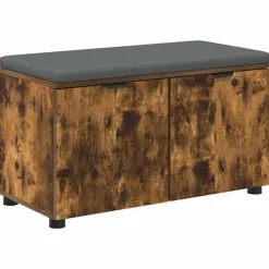 vidaXL Hallbænk med pude Røget Eg 80 x 38 x 46 cm Kunstigt træ og stof