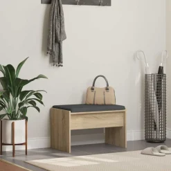 vidaXL Hallbænk med pude Sonoma eg 63 x 38 x 40 cm