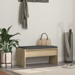 vidaXL Hallbænk med pude Sonoma eg 83 x 38 x 40 cm