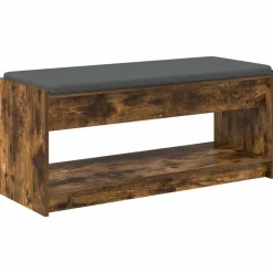 vidaXL Hallbænk Røget Eg 103 x 38 x 45 cm Kunstigt træ og stof