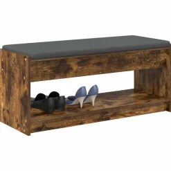 vidaXL Hallbænk Røget Eg 103 x 38 x 45 cm Kunstigt træ og stof