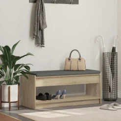 vidaXL Hallbænk Sonoma eg 103 x 38 x 45 cm Kunstigt træ og stof