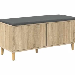 vidaXL Hallbænk Sonoma eg 100 x 38 x 46 cm Kunstigt træ og stof
