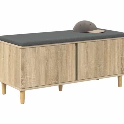 vidaXL Hallbænk Sonoma eg 100 x 38 x 46 cm Kunstigt træ og stof