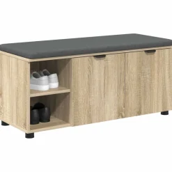 vidaXL Hallbænk Sonoma eg 100 x 38 x 46 cm Kunstigt træ og stof