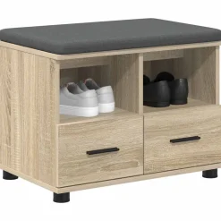 vidaXL Hallbænk Sonoma eg 60 x 38 x 46 cm Kunstigt træ og stof