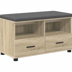 vidaXL Hallbænk Sonoma eg 80 x 38 x 46 cm Kunstigt træ og stof
