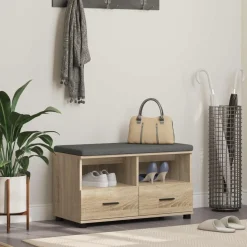 vidaXL Hallbænk Sonoma eg 80 x 38 x 46 cm Kunstigt træ og stof
