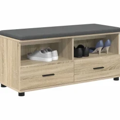 vidaXL Hallbænk Sonoma eg 100 x 38 x 46 cm Kunstigt træ og stof