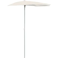 vidaXL halv parasol med stang 180x90 cm sandfarvet