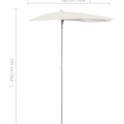 vidaXL halv parasol med stang 180x90 cm sandfarvet
