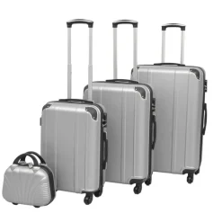 vidaXL hardcase trolleysæt fire dele sølvfarvet