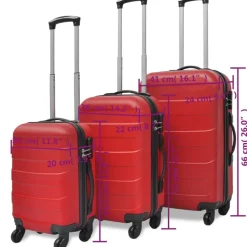 vidaXL hardcase trolleysæt 45,5/55/66 cm rød